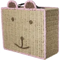 Rice Koffer - 40x34 cm - Natur/Rosa m. Bär - - One Size - Koffer