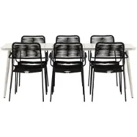Ebuy24 Lina tuinmeubelset tafel 90x200cm 6 stoelen Lindos zwart.