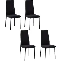 HOMCOM -Eetkamerstoel-Linnen (100% polyester)-50x41x97cm-Zwart