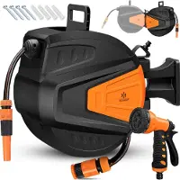 Kesser Tuinslanghaspel Automatische Wandslangenbox inclusief 15 meter Tuinslang en Muurbevestiging - Oranje