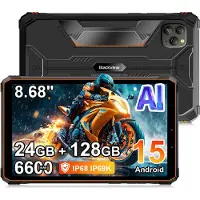 Blackview Tablet Active 5 - 128GB ROM - 8,68 inch - Android 15 - 6600mAh - BT 5,2 - Dual SIM 4G - IP68/IP69K - GPS - OTG - NFC - Oranje