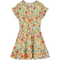 We fashion Jurk geel / mintgroen / kiwi / pink