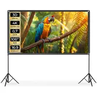 TecTake Beamer Scherm - 100 Inch (257 cm) - 16:9 Projectiescherm met Dubbel Statief - 4K HD - Oprolbaar - Uittrekbaar - Projectiedoek - Presentatiescherm - Home Cinema - Inclusief Draagtas