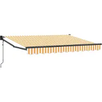 vidaXL Uitschuifbare luifel Geel en Wit 3,5 x 2 m Polyester en Metaal