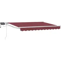 vidaXL Handbediende luifel met LED's Bordeauxrood en Wit 3 x 2,5 m