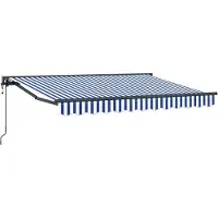 vidaXL Elektrisch Uitschuifbare Zonneluifel Blauw en Wit 3,5 x 2 m