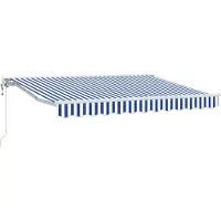 vidaXL Elektrisch Uitschuifbare Zonneluifel Blauw en Wit 3,5 x 2,5 m