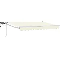 vidaXL Handbediende luifel met LED's Crème en Wit 3 x 2,5 m