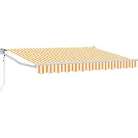 vidaXL Uitschuifbare luifel Geel en Wit 3,5 x 2 m Polyester en Metaal