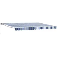 vidaXL Handmatig uitschuifbare luifel Blauw en Wit 4,5 × 3 m