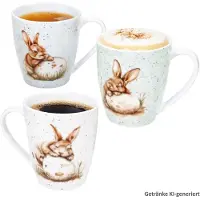 Ritzenhoff & Breker Ensemble de 3 tasses à café Bunny 360 ml chacune en blanc, vert et bleu en porcelaine – 428612