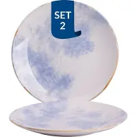 James Cooke Clouded Charm 21 cm Blauw Wit Stoneware 2 stuks