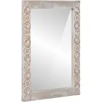vidaXL Wandspiegel Rechthoekig Wit 70 x 50 cm Massief Mango Hout
