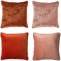 Dutch decor - KUSSENSET - 4-delig - Velvet Elegance - 45x45 cm - inclusief binnenkussens - oranje, roze - Met Ritssluiting – Decoratie Kussens - Comfortabele kussentjes voor op de Bank