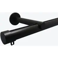 Dutchblinds Zwarte Railroede set 80 cm breed | Incl. Wandmontage, Einddoppen en Glijders | 28 mm diameter
