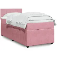 vidaXL Boxspring met matras fluweel roze 80x200 cm