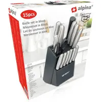 Alpina messenblokset, 15-delig, roestvrij staal, zwart