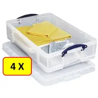 Really Useful Box 4 x Opbergbox 33 liter - 71x44x16.5 cm - transparant wit