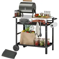 Outsunny -Grillwagen-Metall, Edelstahl-100L x 52B x 80H cm-Schwarz