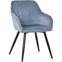 HOMAVO Eetkamerstoelen YZ5 – Set van 2 – Armleuningen – Velvet – 58×63×81 cm – Blauw