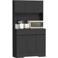 HOMCOM Keukenkast-Spaanplaat, MDF-100L x 38B x 180H cm-Zwart