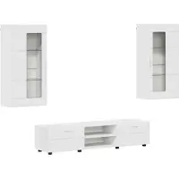 vidaXL Tv-meubelset FLORIN 3 pcs Wit Bewerkt hout