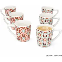 MamboCat B. Serena 6-delige Set Koffiemokken Retro Porselein 3x Oranje & 3x Bruin – 2059595