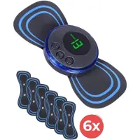 Nuvance - EMS Massage Apparaat met Bediening - 6 Herbruikbare Massage Matjes - Stimuleert Bloedsomloop - Geschikt voor Rug, Armen en Benen - Draadloos - 8 Standen en 19 Intensiteiten - Zwart/Blauw