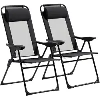 Outsunny tuinstoelenset - staal - 62x70x109cm - zwart