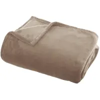 Atmosphera Fleece deken/fleeceplaid donker beige 130 x 180 cm polyester - Plaids