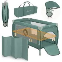 Lionelo Stefi Plus - Campingbedje 2in1 - Meegroeibed - Reisbedje en box voor kinderen tot 15 kg - Zijrtis - Hoogwaardige schuimmatras - Snel opvouwbaar