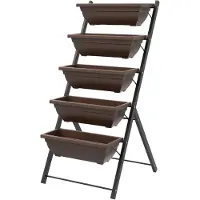 HOMCOM Outsunny Bloemenstandaard - Staal - 55x63x120cm - Bruin