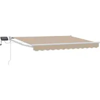 vidaXL Handbediende luifel met LED's Beige en Wit 3,5 x 2,5 m