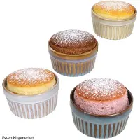 MamboCat 4-delige set Gustos soufflévormpjes Ø9cm 1x bruin, crème, licht- & donkerblauw van aardewerk – Q51200730