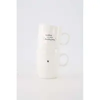 Zusss Set Van 2 Theemokken Lievelingsdag Hartje - Verjaardag - Cadeau Dames Keramiek White / Black