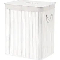 Songmics Wasmand met deksel – 2 compartimenten – 120 liter – Wit