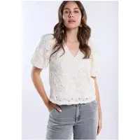 Freebird Dames Tops & T-shirts Wv-3d-voile-flower-26-1 - Creme - Maat S