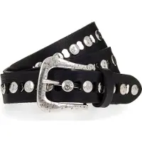 B.belt Ravena Studded Belt Leer schwarz 90 cm