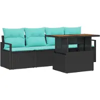 vidaXL Tuinbank Set 5 st 4-Aantal zitplaatsen Zwart en blauw