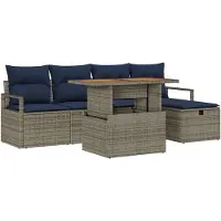 vidaXL Tuinbank Set 6 st Grijs poly rattan