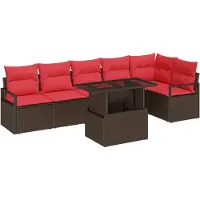 vidaXL Tuinbank Set 7 st 6-Aantal zitplaatsen Bruin en Rood
