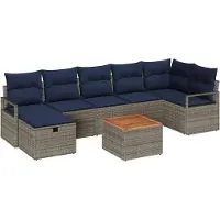vidaXL Tuinbank Set 8 st Grijs poly rattan