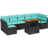 vidaXL Tuinbank Set 8 st 7-Aantal zitplaatsen Zwart en Teal
