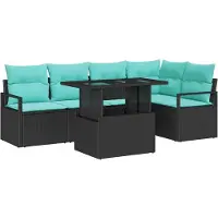 vidaXL Tuinbank Set 6 st 5-Aantal zitplaatsen Zwart en Blauw