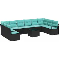 vidaXL Bankstel 11 st Zwart poly rattan
