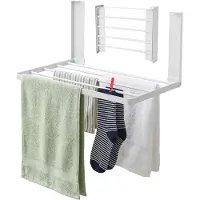 Relaxdays magnetische wasdroger, inklapbaar, zonder boren, afmetingen: 25x40,5x25 cm, magnetische wasrek, metaal, wit