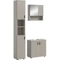Furnilux Badcombinatie kasjmier look 3-delige set met spiegelkast en wastafel