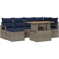 vidaXL Tuinbank Set 7 st Grijs poly rattan