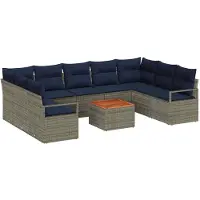 vidaXL Tuinbank Set 10 st Grijs poly rattan