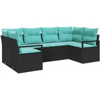 vidaXL Bankstel 6 st Zwart [Synthetisch]: Poly Riet